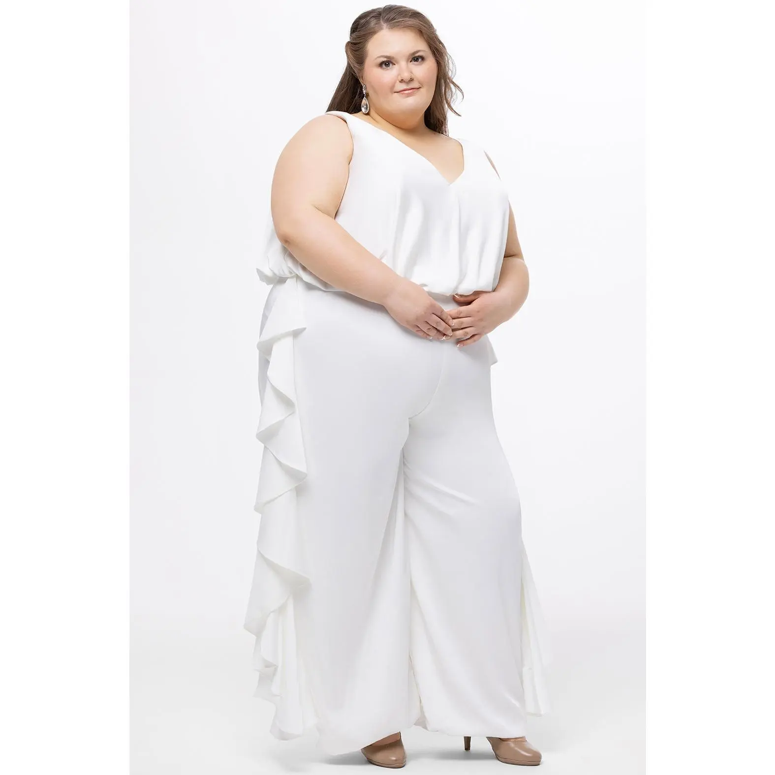 Jump Start Ivory Curvy Formal Jumpsuit