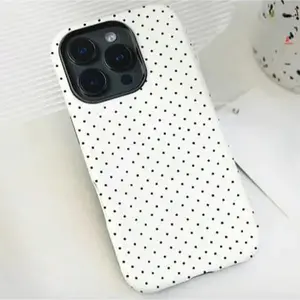 Polka Dot Pattern Beautiful Fashion Two-In-One Membrane Shell - Sturdy Double Protective Shell, Matte Feel All-Inclusive Mobile Phone Case Durable, Shock Absorption And Fashion, Suitable For IPhone 17,16, 15, 14, 13, 12, 11,  Pro Max, Perfect Birthday