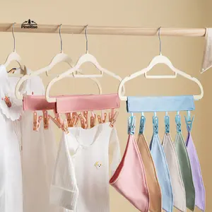 3-Pack Portable Folding Travel Hangers with Clips - Fabric Drying Rack for Underwear, Socks - Sports & Outdoor Camping Essentials