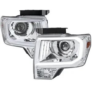2009-2014 F-150 LED C-Bar Projector Headlights (Chrome Housing/Clear Lens)