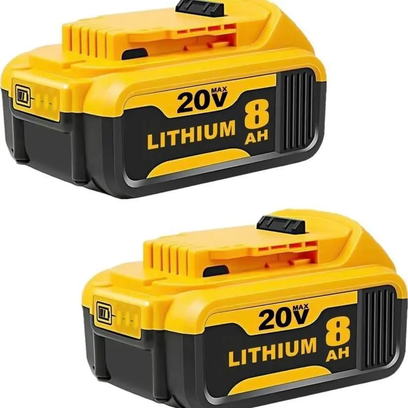 2-Pack 8.0Ah Lithium Ion Memory-Free Replacement Batteries for Dewalt 20V MAX XR Cordless Tools, Compatible with DCB180, DCB200, DCB206 Power Tool Accessories