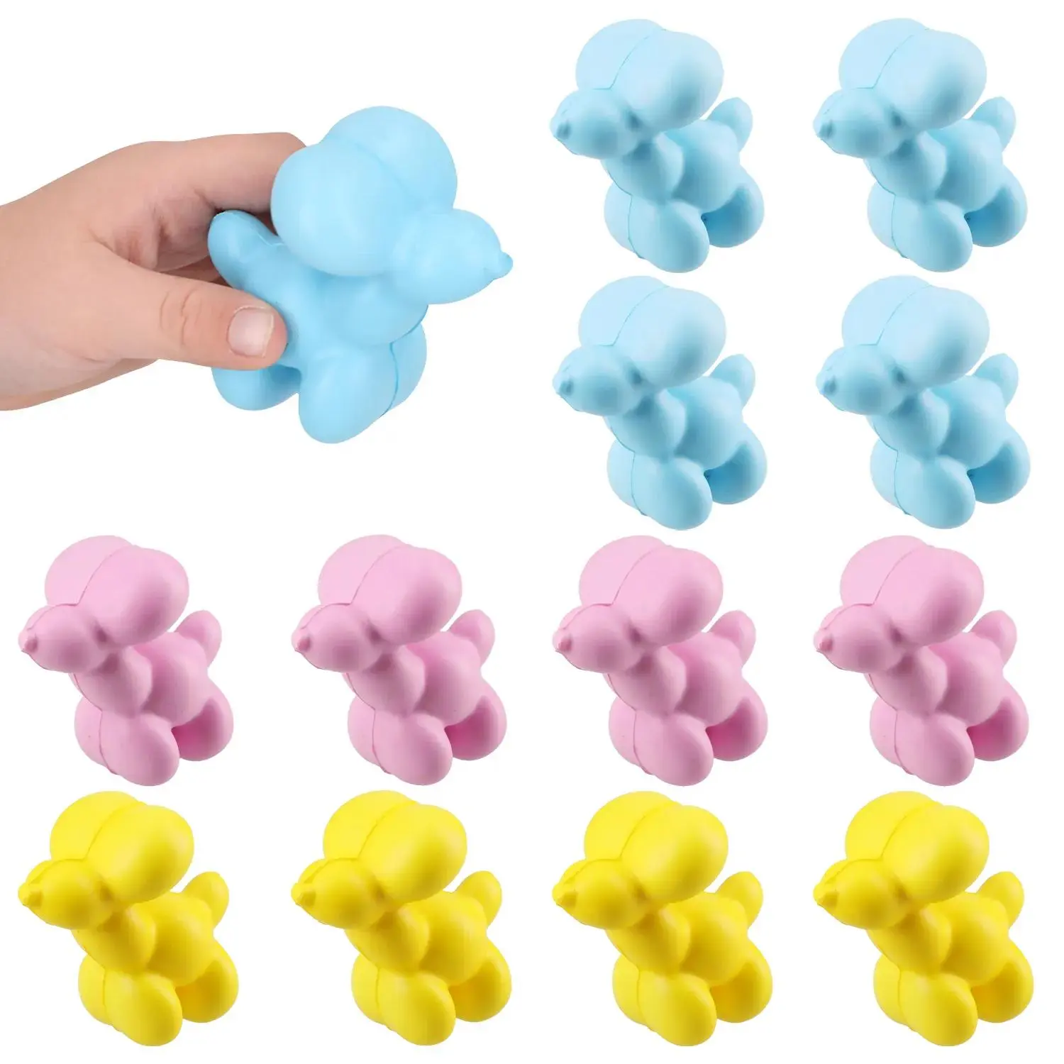 Balloon Dog Character Foam Stress Toys - 2 1/2", 12 Pcs