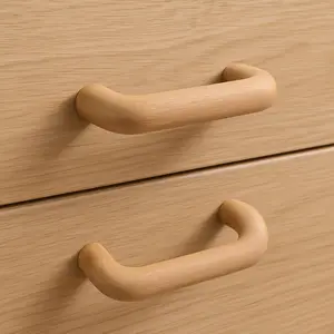 HomeRoots 476582 Brown Wood C Shape Drawer Pull Knobs - Set of 2