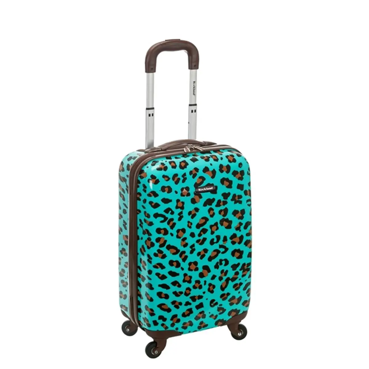 Rockland 20-Inch Blue Leopard Carry-On Luggage, Lightweight Hardside Polycarbonate Suitcase with 360-Degree Spinners for International Travel, Push-Button, 20"X13"X10", Spinner Wheels, 4 Wheels 360 Rotation, 6.5 Lbs, 360 Rotation Carry-On Luggage