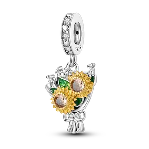 MULA 925 Sterling Silver Sunflower Beads - Fashionable and exquisite jewelry, suitable for Pandora bracelets, the best gift for girls and women