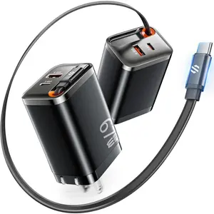 67W USB C Charger Block with USBC  Retractable, for  17 Charger GaN   Wall USB Block with Foldable Plug, Multi-Port Travel Chargers for , iPad, MacBook, Laptop,