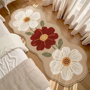 Floral Pattern Bath Mat, 1 Count Non-slip Soft Floor Mat, Machine Washable Vintage Floral Rug, Floral Area Rug, Decorative Carpet for Home Living Room Bedroom Kitchen Bathroom, Floral Shaped Rug, Flower Pattern Rugs