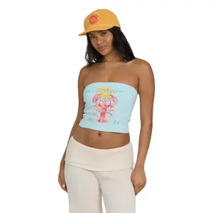 BILLABONG Women’s Cocoa Tube Top, Strapless Rib Knit Top,  Cotton Blend Stretch Fabric, Summer Staple, Layering Piece, Beach & Casual Wear, Clearwater Blue Colorway