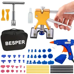 Car body dent repair tool set, car dent puller, Car Dent Remover, with glue gun and gasket, hail damage repair tool set suitable for vehicle dent repair (US plug)