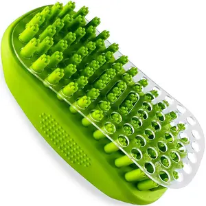 Rubber Curry Brush for Short Haired Dogs, Soft Curry Comb with Removable Screen,  Pet Brush, Use Wet as Bath  or Dry for  Loose Hair
