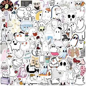 Cute Ghost Pattern Sticker, 100/2000pcs Cartoon Ghost Sticker, Waterproof Self Adhesive Decor Paper, Decor Sticker for Gift Greeting Card Water Bottle Laptop Phone Cellphone, Ornaments