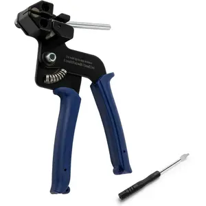 Metal Zip Ties Cutter for Stainless Steel Tie Wrap,Tensioning Installation Cutting Tool for Self-Locking Stainless Zip Ties with Free Zip Tie Release Tool, Two-handed Mode