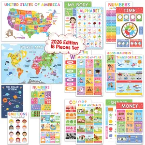 2026 Version | 18 Colorful Educational Posters, 11x17 BrightenKidz Designs For Preschool & Kindergarten Classroom Decor, Gift Idea For Kids Ages 3-5, Toddlers 1-3, Learning Posters For Home, Playroom & Homeschool