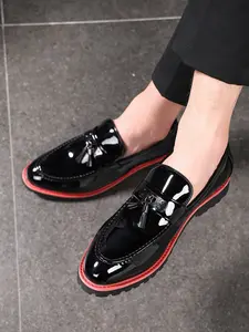 Men's PU Leather Slip-On Waterproof Casual Shoes, Fashion Round Toe Low Top Anti-Slip Business Office Party Dress Shoes Footwear