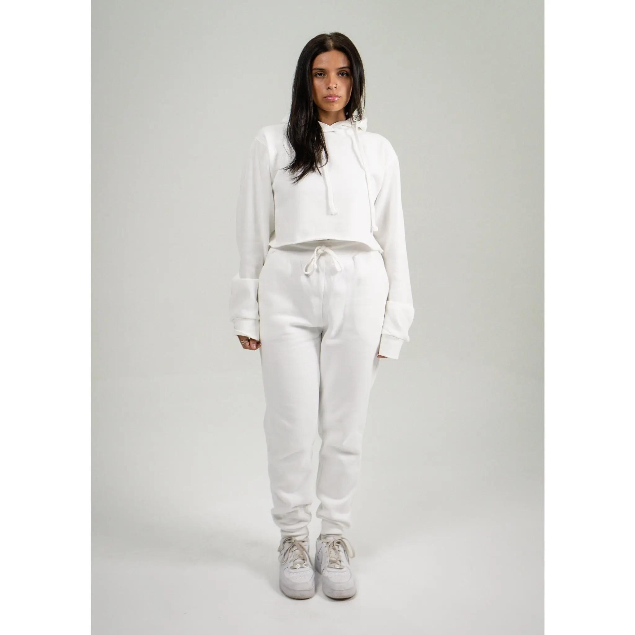 White Crop Top SweatSuit