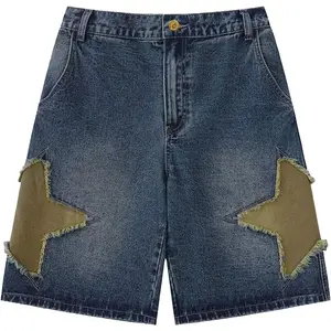 Aelfric Eden Star Tassel Patch Gradient Jorts Baggy Denim Shorts Soft Casual Y2K Streetwear Unisex Jean Shorts