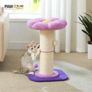 Flower Cat Scratching Post with Removable Flower Cat Bed, Spring Ball, Cat Scratcher for Indoor with Super Thick Scratching Post