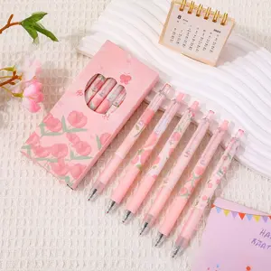 Tulip Flower Design Gel Pen Set, Boutique Pen, 6/12pcs Medium Point 0.5mm, Quick-Dry Ink for Smooth Writing, Ideal for School & Office Use
