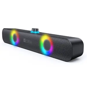 BOC241 Bluetooth PC Speakers with RGB LED Lighting Wireless USB AUX Desktop Soundbar for Gaming Laptop & Work-from-Home Audio Setup