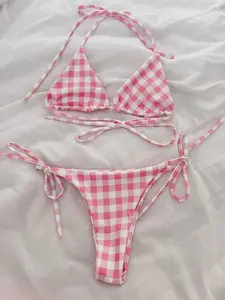 Exclusive Graphic Print Bikini Set - Trendy Y2K Aesthetic 2-Piece Swimsuit - Streetwear Style Triangle Bathing Suit for Summer Rave & Beach Parties