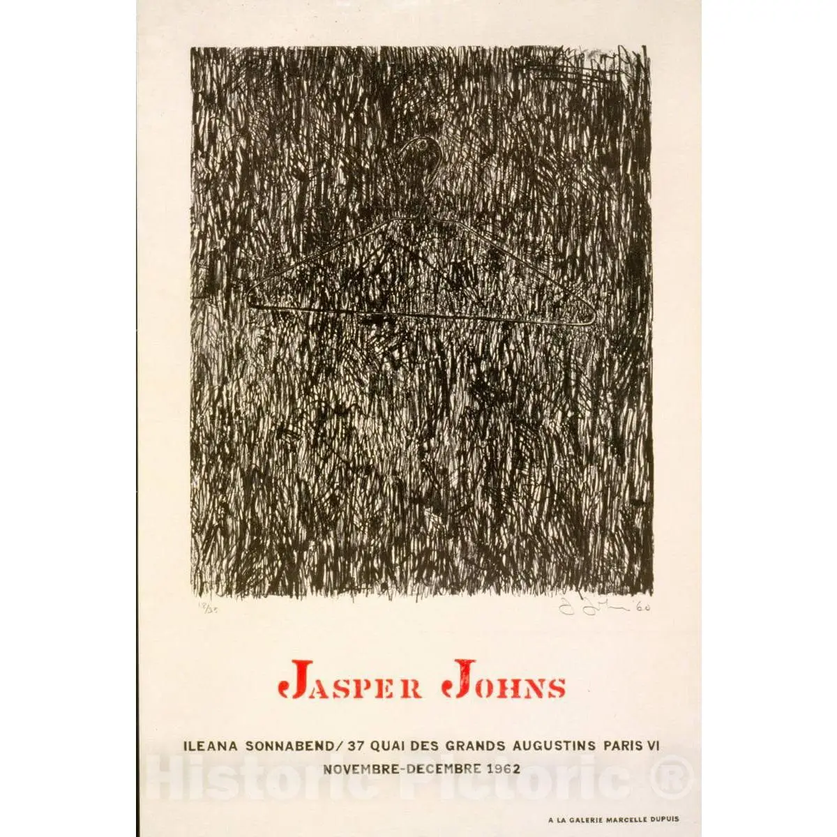 Vintage Poster -  Jasper Johns, Ileana Sonnabend, Paris VI, Novembre -  Decembre 1962, Historic Wall Art