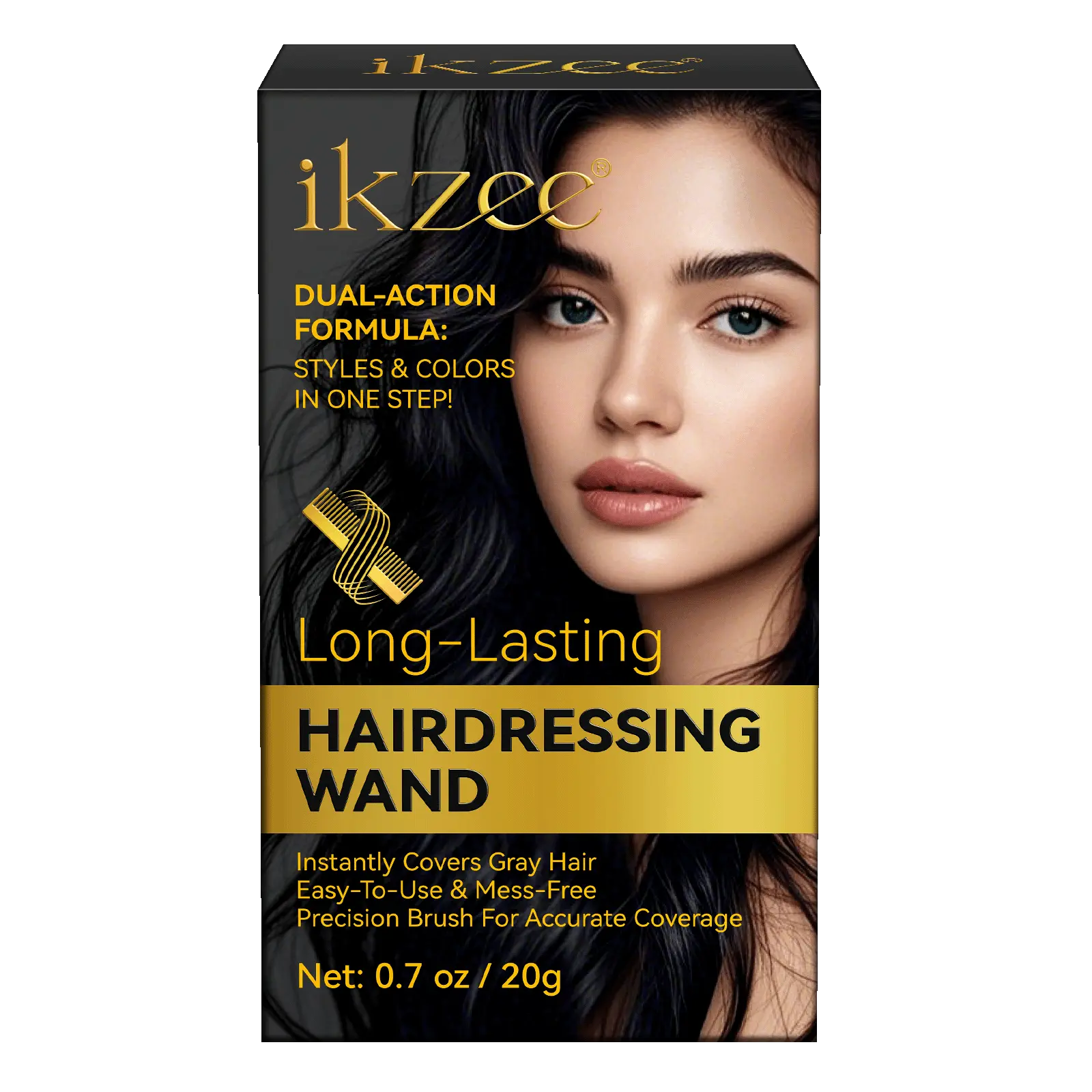 Ikzee - Comb Hair Color Stick, Waterproof & Sweat-Proof Hair Dye Stick, Cover Gray Hair Color Correction Sticks for Women & Men