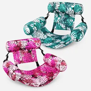 2 Pack Aesthetic Inflatable Pool Floats for Adults, Mesh Sling Floating Lounge Chairs, Heavy Duty Blow Up Floating Chair for Summer Beach Lake Vacation