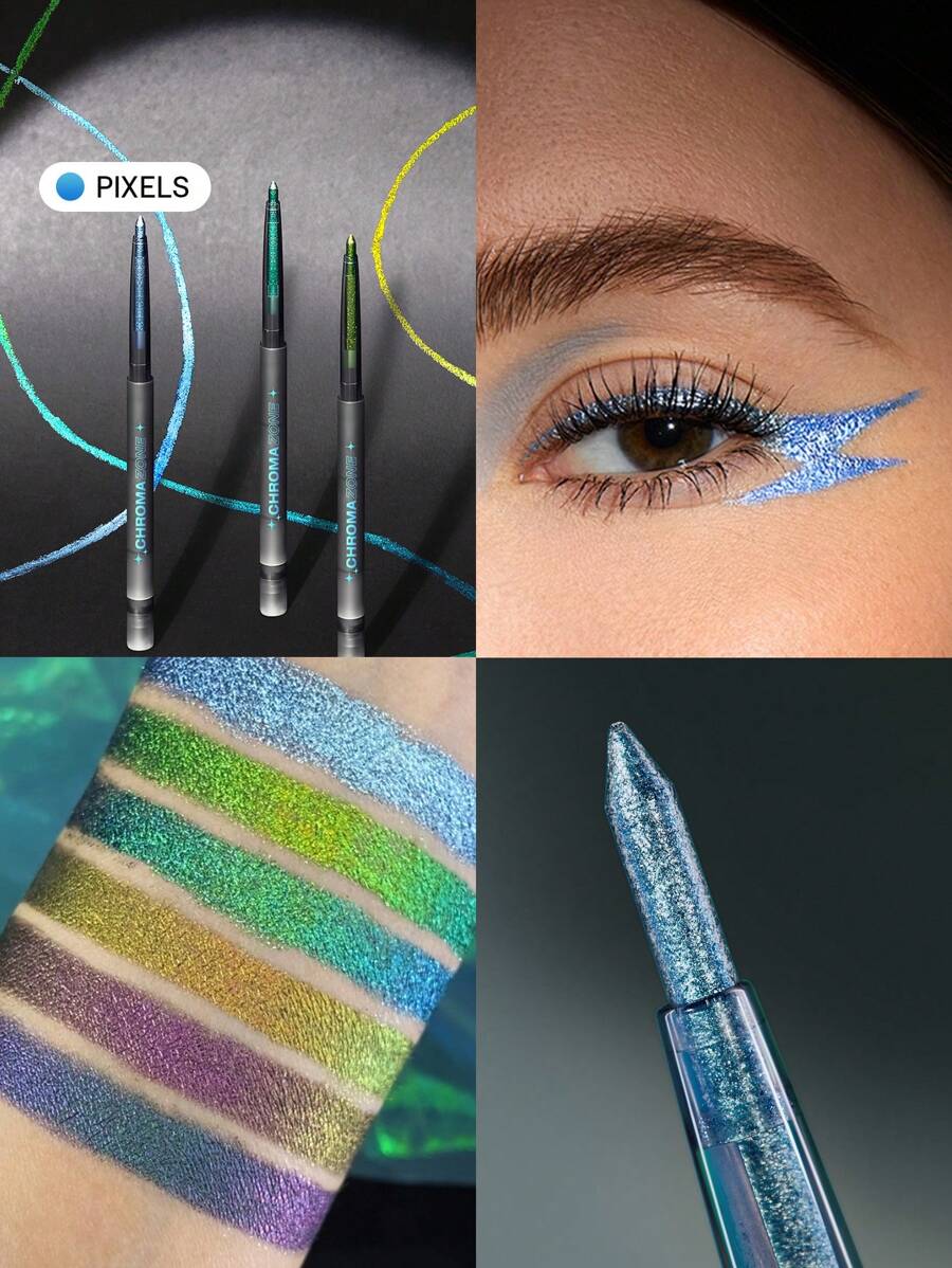SHEGLAM Chroma Zone Multichrome Gel Liner – Pixels (3 Color Shift), Ultra Pigmented Waterproof Eyeliner, High Shine Smudge-Proof Multi-Use Eye Makeup