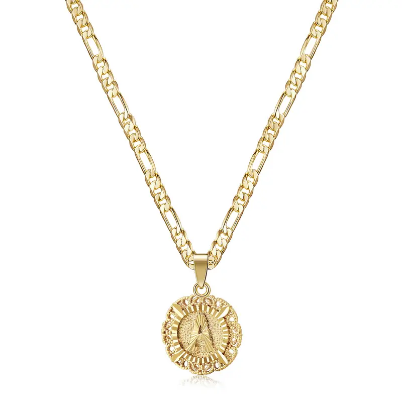 KissYan Women's 14K Gold Plated Dainty Gold Letter Necklace - Round Capital Monogram, Figaro Chain, Elegant Accessory, Gifts for Women (A-Z Options, Mother's Day, TikTokShopBackToSchool),sohochic