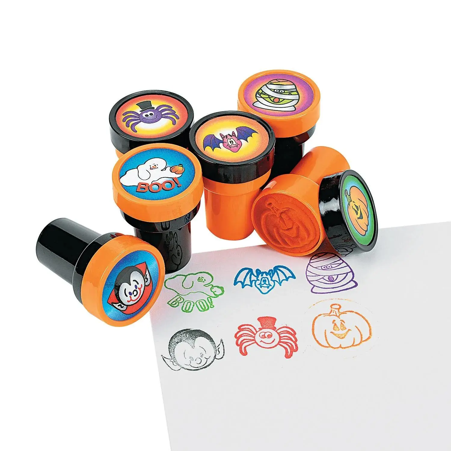 1 1/2" Orange and Black Halloween Character Stampers - 24 Pc.