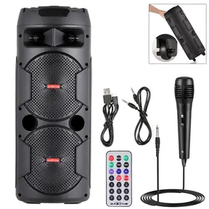 Dual 6.5 inch Woofer Portable FM Bluetooth Party Speaker Heavy Bass Sound With Microphone