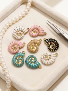 2 Piece Shell Stainless Steel Pendant, Enamel Jewelry Components, DIY Earring Necklace Materials, Craft Supplies