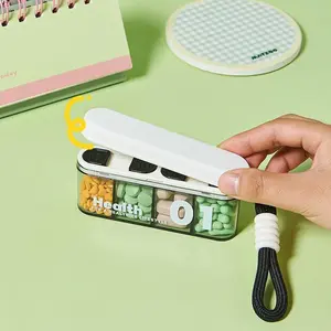 1PC creative medicine box, convenient portable medicine packaging box, seven day mini pill storage box, hanging rope