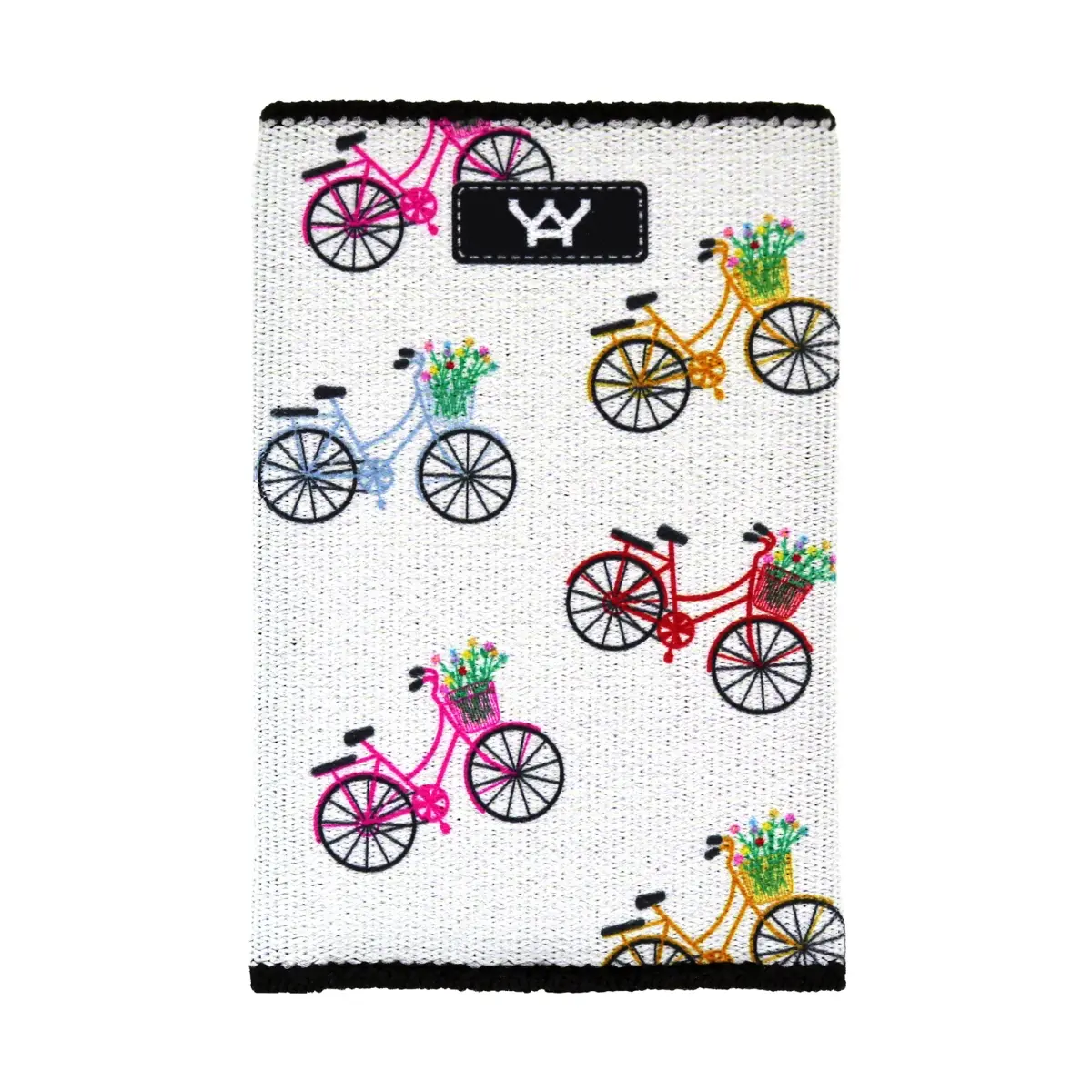 YaYwallet Slim Woven Elastic RFID Blocking Wallet for Men & Women, Colorful Bike Card Holder for Front Pocket, Made in USA for Party, Chic, Minimalist Decluttering, Slip-In, Eco-Woven, Bike Print, Casual, Light & Fun, Lightweight, Machine Washable