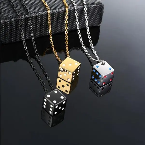 Men's Stainless Steel Cool Cube Dice Pendant Necklace