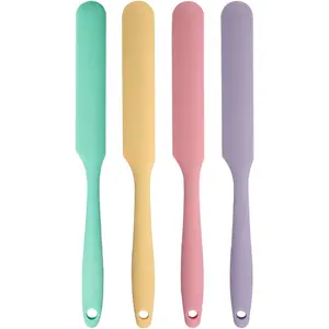 4 count  Jar Spatula Set - Long Handle Sourdough Scraper, Skinny Spatula for Jars, Bottles, and Containers, Non-Stick Heat Resistant Cake Cream Spatulas