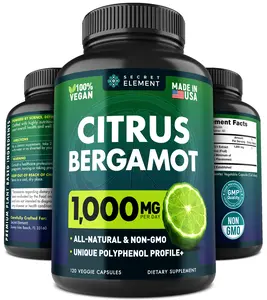 Citrus Bergamot Capsules Extract 1000mg | Supplement for Heart Health, Blood Pressure Control and Healthy Aging | Vegan, GMO Free, Gluten Free | Immune Support Supplement for Woman and Men