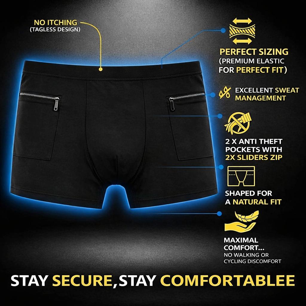 Pack of Four Suitable For Both Men And Women Hidden Pocket Underwear, Anti-Theft Travel Boxer Panties, Soft Breathable Cotton Underwear for Women,