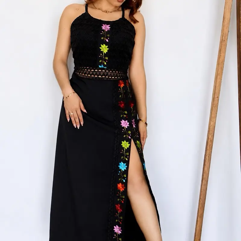 Vestido Linda largo  - Handmade Embroidered Dress in Oaxaca handmade in Mexico - bordado a manoo - mexican dress - vestido mexicano Women's Casual Handmade Embroidered