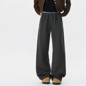 Unisex Casual Pants, Vintage Washed Distressed Sweatpants, Loose Fit, Plus Sizes