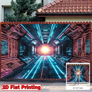 2D Flat Banner, 1pc with Cyberpunk Circuit Board Red Theme - Polyester Fabric Photography Backdrop & Party, Ideal for St Patrick Day, Ramadan, Birthdays, Cake Tables, Portraits, Party Decorations, Indoor and Outdoor Celebrations