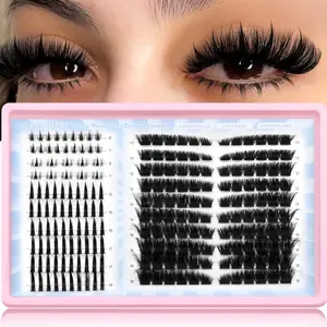 LASVIREY 10 Rows 4 Styles Mix Lashes Bottom Lashes & Lower Faux Mink Eyelashes Fuzzy Lash Tips Trendy Versatile Cluster Eyelash Volume Mixed Tray Fake Lashes Thick Dramatic DIY Lashes With 2 Rows Clear Thin Band,Suitable For Dates And Vocation
