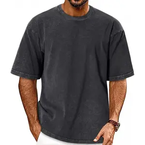 Oversized Tshirts for Men Short Sleeve Vintage Washed Basic Loose Tees