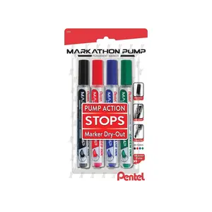 Markathon Pump Permanent Marker, Assorted Ink, 4-pk Markathon Pump Permanent Marker, Assorted Ink, 4-pk