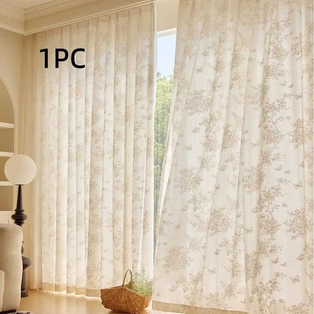 French Rococo Lace Embroidered Sheer Curtain, Vintage High-End Drapes for Bedroom Balcony Living Room, Luxury Home Decor, Home Decoration Curtain, Window Curtain