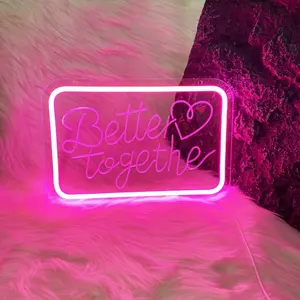 Together Neon Sign, LED Wall Decor, 3D Carved Design, Dimmable Neon Light. Ideal for birthdays, engagements, wedding proposals, parties and dating decorations.