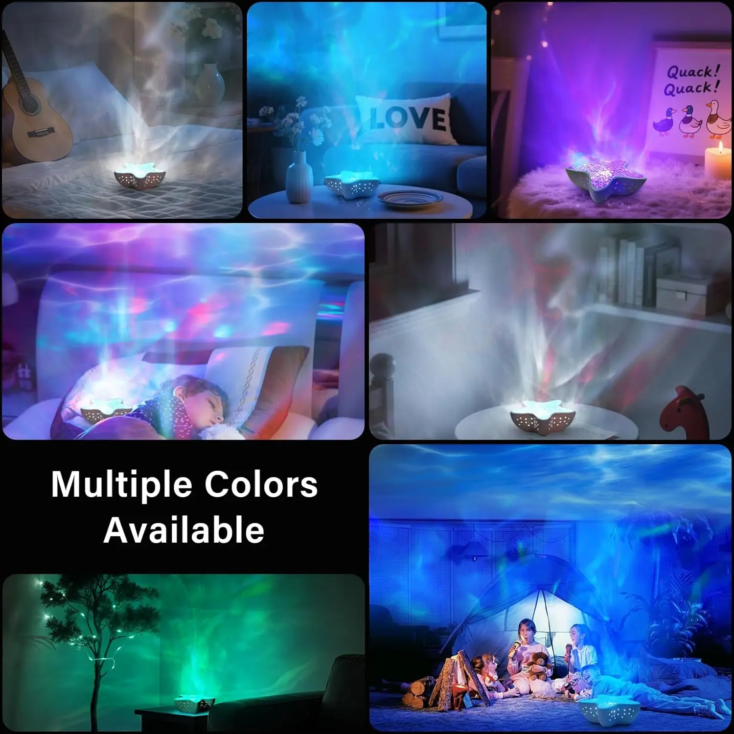Starfish Projector Lamp, 7-Color Ocean Wave Projector Light