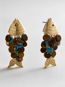 Ripple Effect Fish Earrings - Gold/Tiger’s Eye Ripple Effect Fish Earrings - Gold/Tiger’s Eye