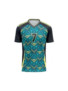 National style geometric pattern ball suit  Breathable and quick-drying material  Men's short-sleeved football jersey  Training and competition sportswear, machine washable