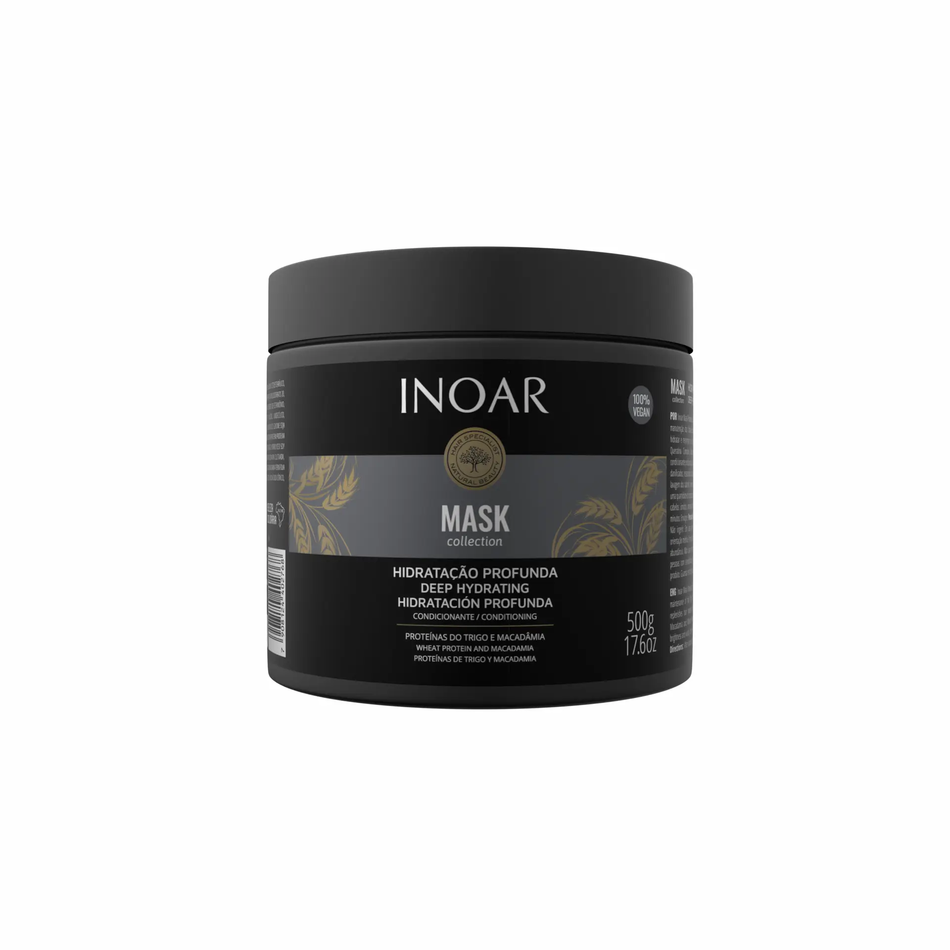 INOAR Macadamia Oil Hair Mask – Intensive Hydration & Repair with Wheat Proteins for Dry & Damaged Hair